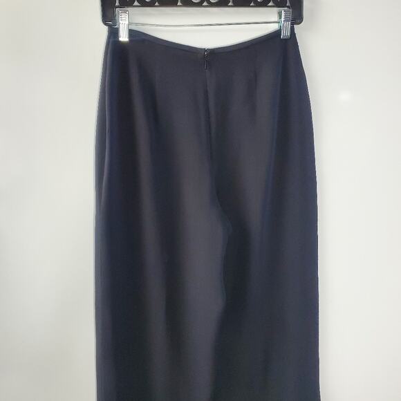 Carmen Marc Valvo Collection Black lined silk pants with hidden back zipper - Picture 6 of 8